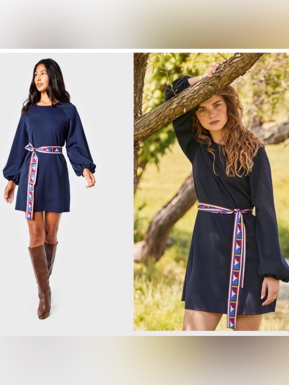 NEW Cartolina Emma Ponte Raglan Sleeve Dress in Navy Blue Size XS
